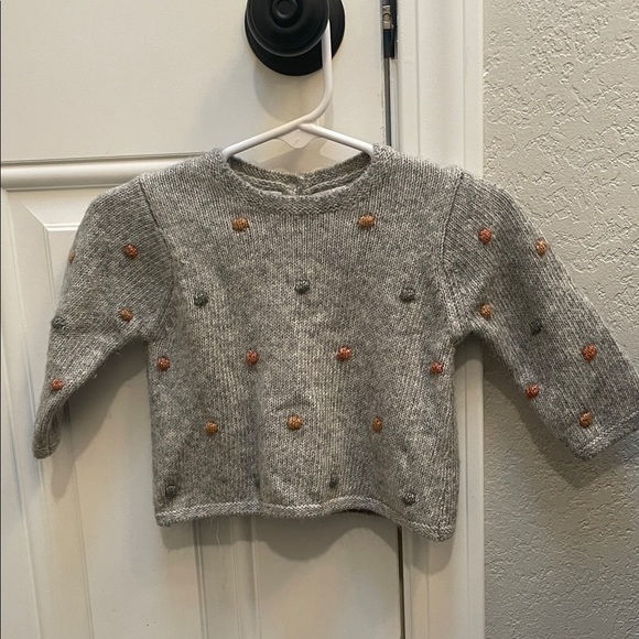 Zara Button Back Gray Sweater with Colorful Dots - 3-6 Months - Picture 4 of 5